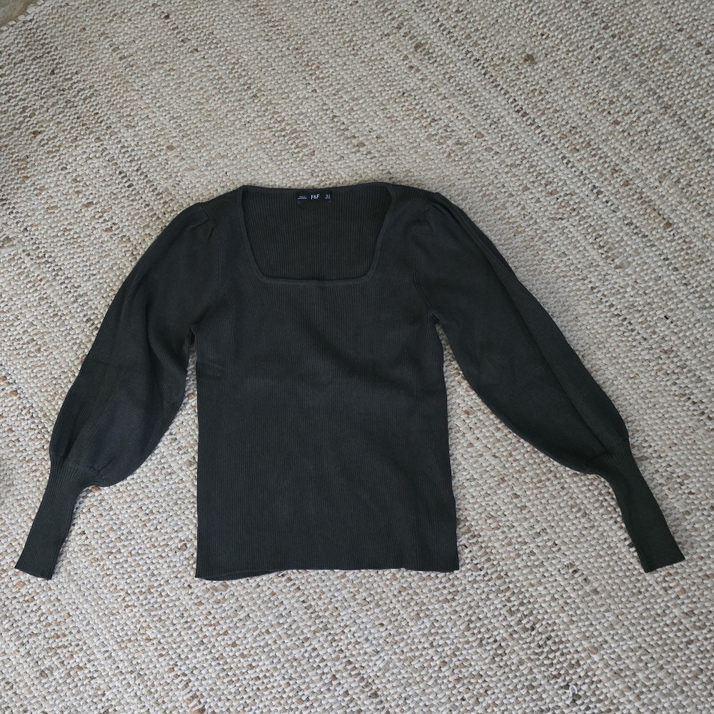 F&F Deep Green Ribbed Knit Sweater
